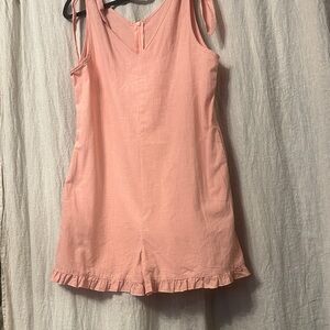 Pink Sleeveless Romper with Ruffle Hem